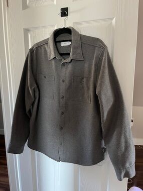 Onia Men's Gray Wool Blend Essentials Overshirt